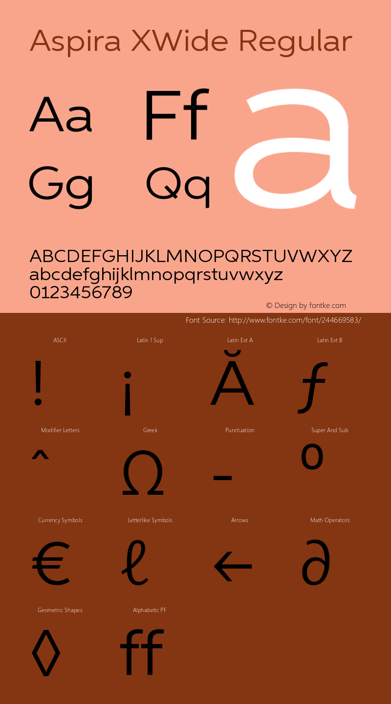 AspiraXWide-Regular Version 1.05          UltraPrecision Font图片样张