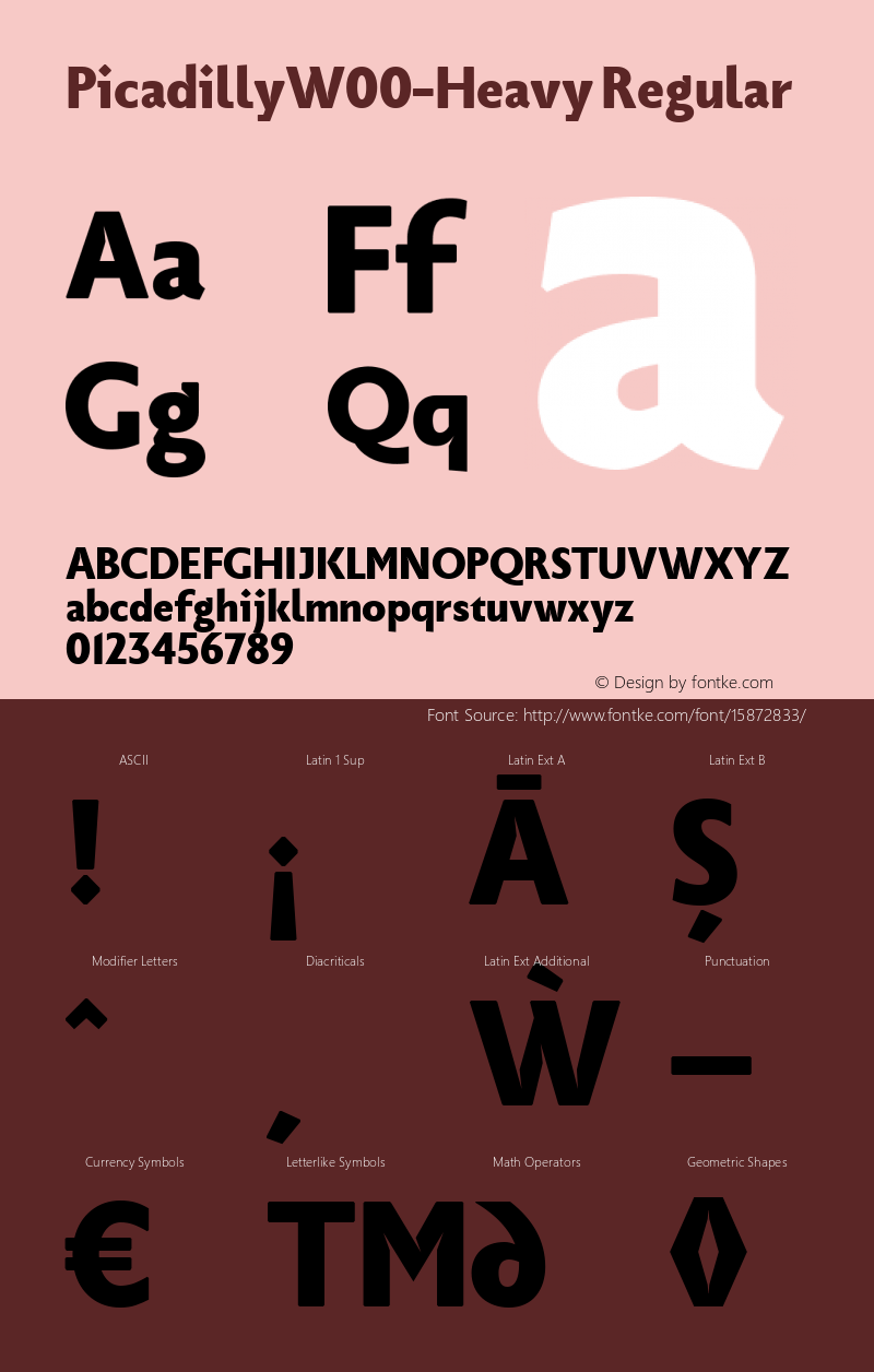 PicadillyW00-Heavy Regular Version 1.00 Font Sample