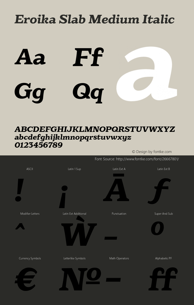 EroikaSlab-MediumItalic Version 001.001 Font Sample