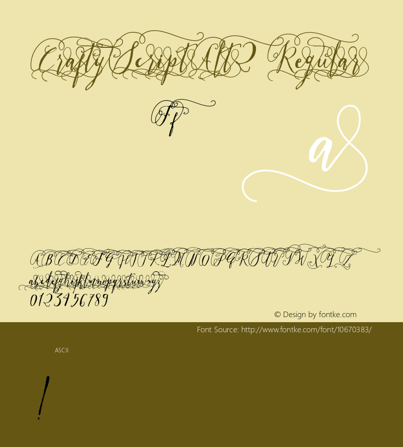 CraftyScriptAlt2 Regular Version 001 Font Sample