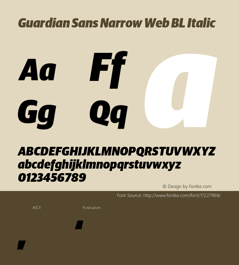 Guardian Sans Narrow Web BL Italic Version 1.1 2012 Font Sample