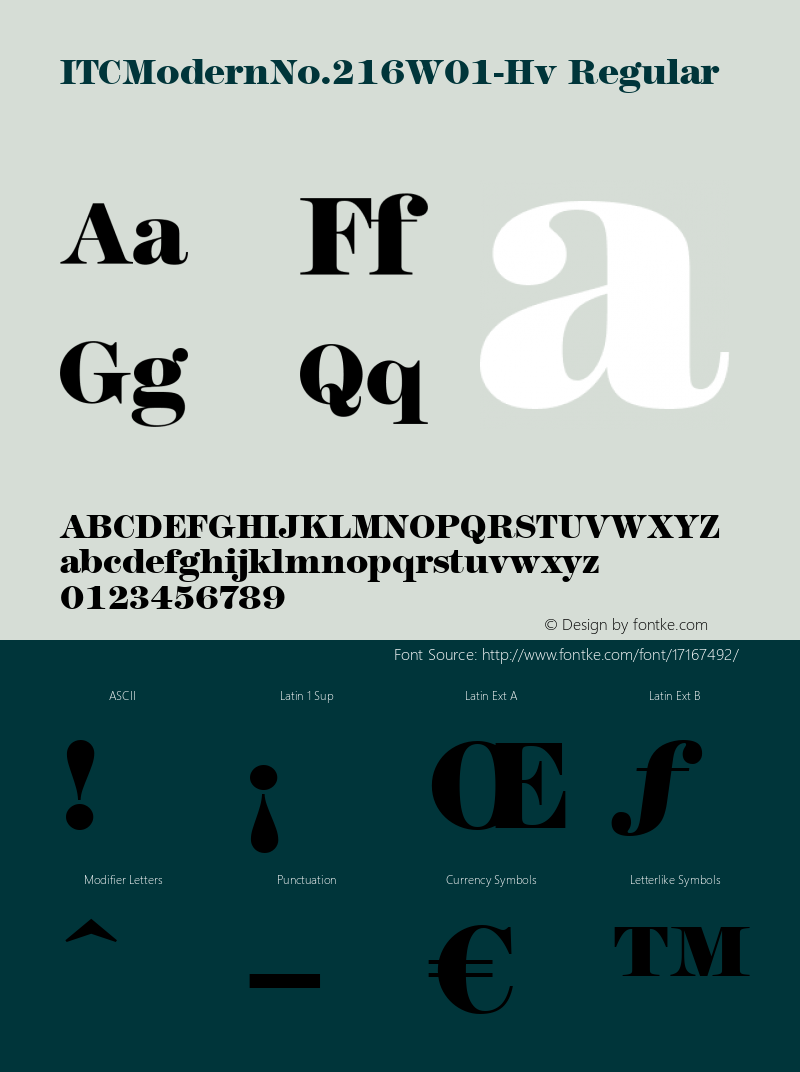 ITCModernNo.216W01-Hv Regular Version 1.00 Font Sample