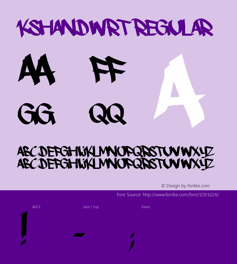 kshandwrt Regular Version 1.00 June 23, 2010, initial release Font Sample