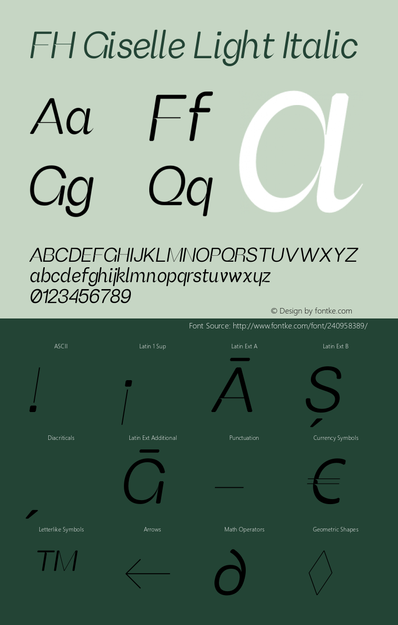 FH Giselle Light Italic Version 2.000;FEAKit 1.0图片样张