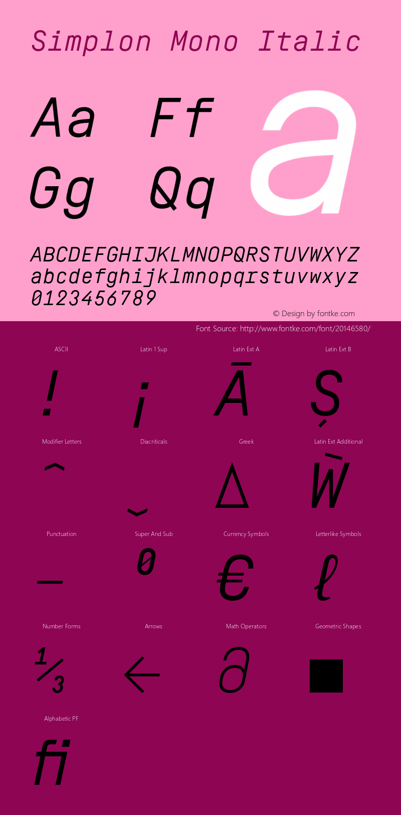 SimplonMono-Italic 2.003 Font Sample