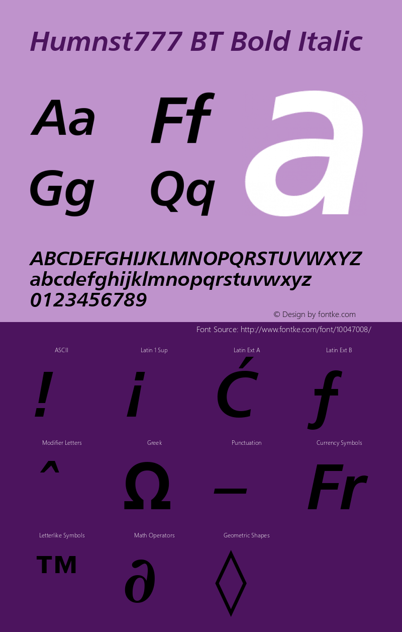 Humnst777 BT Bold Italic mfgpctt-v1.53 Monday, February 1, 1993 1:38:23 pm (EST) Font Sample