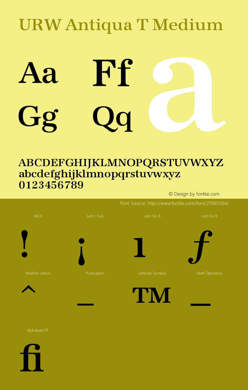 URW Antiqua T Medium Version 001.005 Font Sample