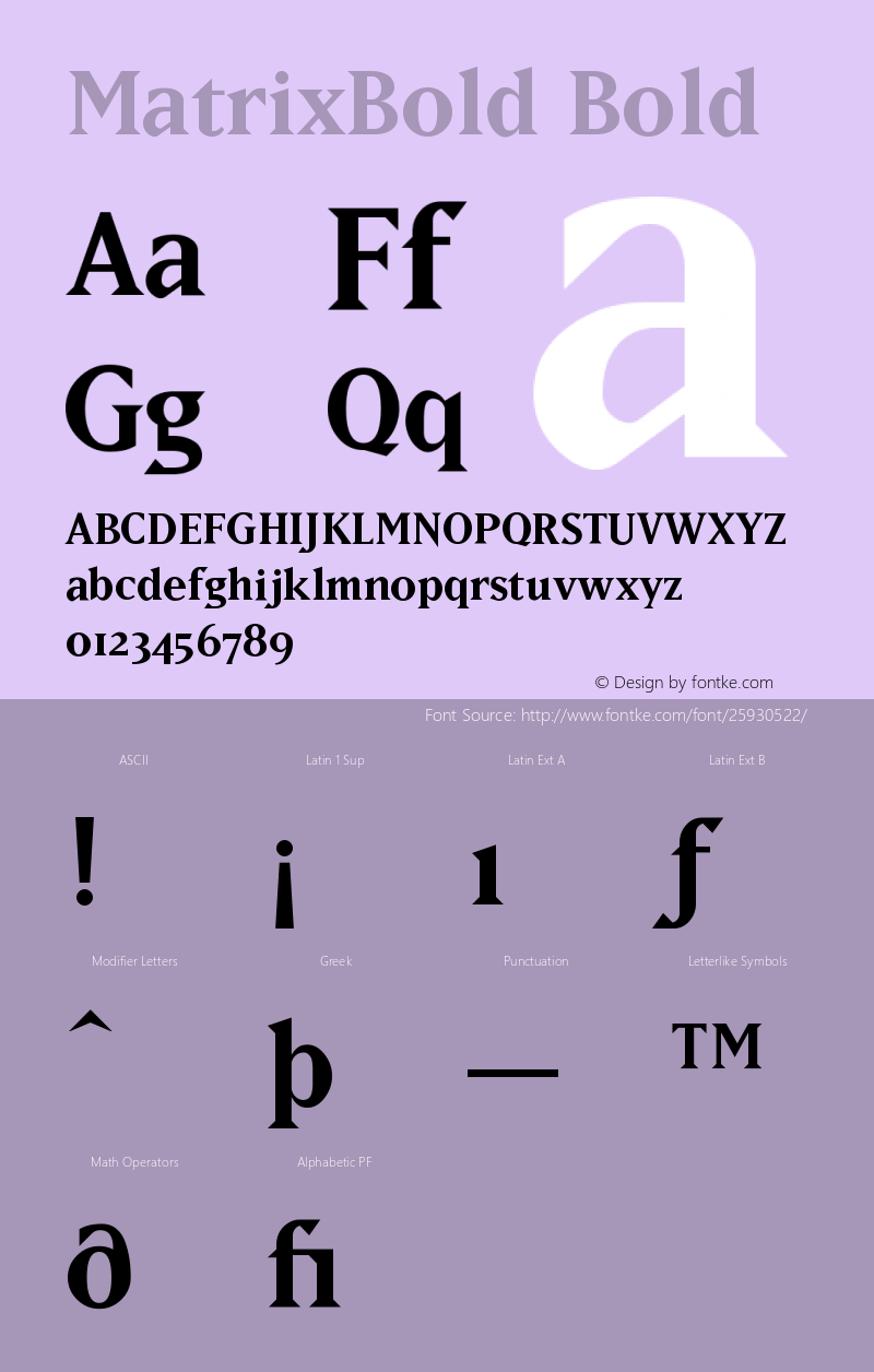 MatrixBold Version 001.000 Font Sample