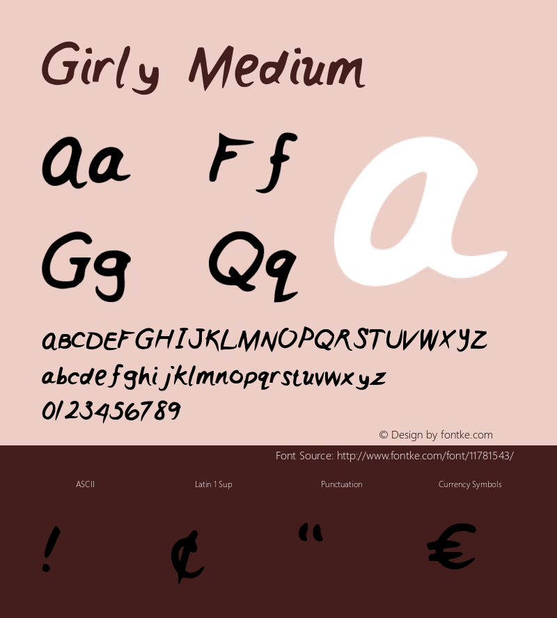 Girly Medium Version 001.000 Font Sample