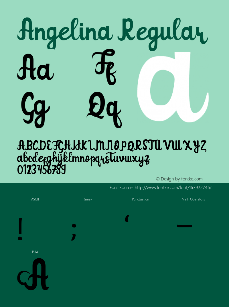 Angelina Regular Version 1.000 Font Sample