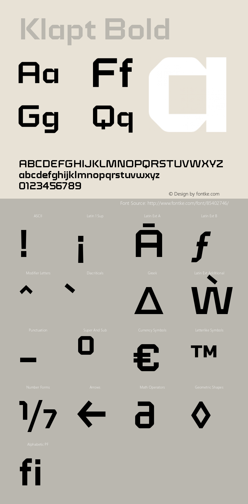 Klapt Bold Version 1.000 | wf-rip DC20190925 Font Sample