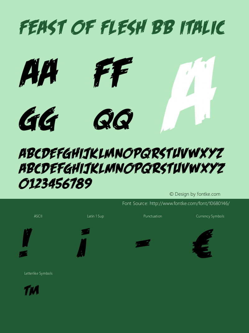 Feast of Flesh BB Italic Version 2.000 Font Sample