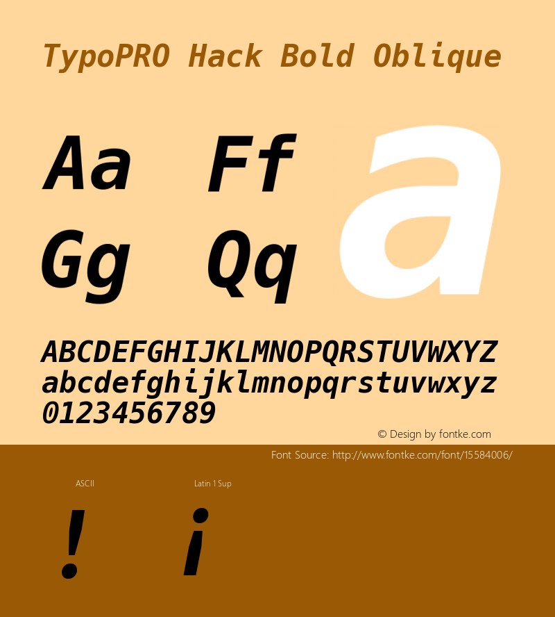 TypoPRO Hack Bold Oblique Version 2.010 Font Sample