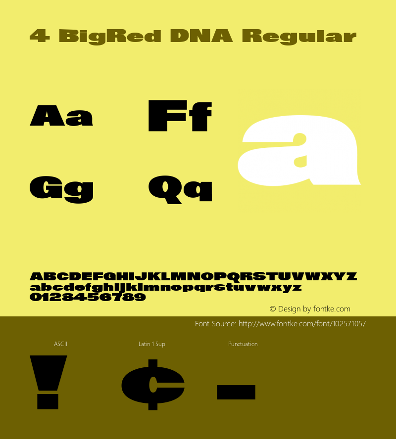 4 BigRed DNA Regular Macromedia Fontographer 4.1 9/13/99 Font Sample