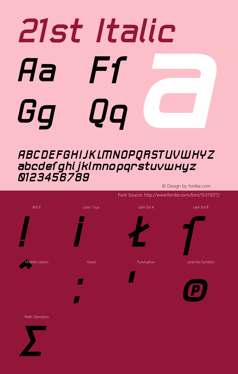 21st Italic Version 1.00 Font Sample