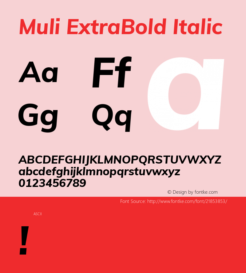 Muli ExtraBold Italic  Font Sample