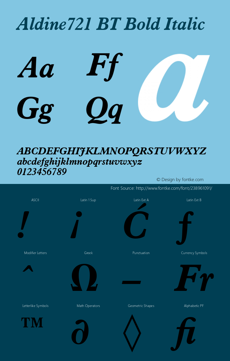 Aldine721 BT Bold Italic Version 1.01 emb4-OT图片样张