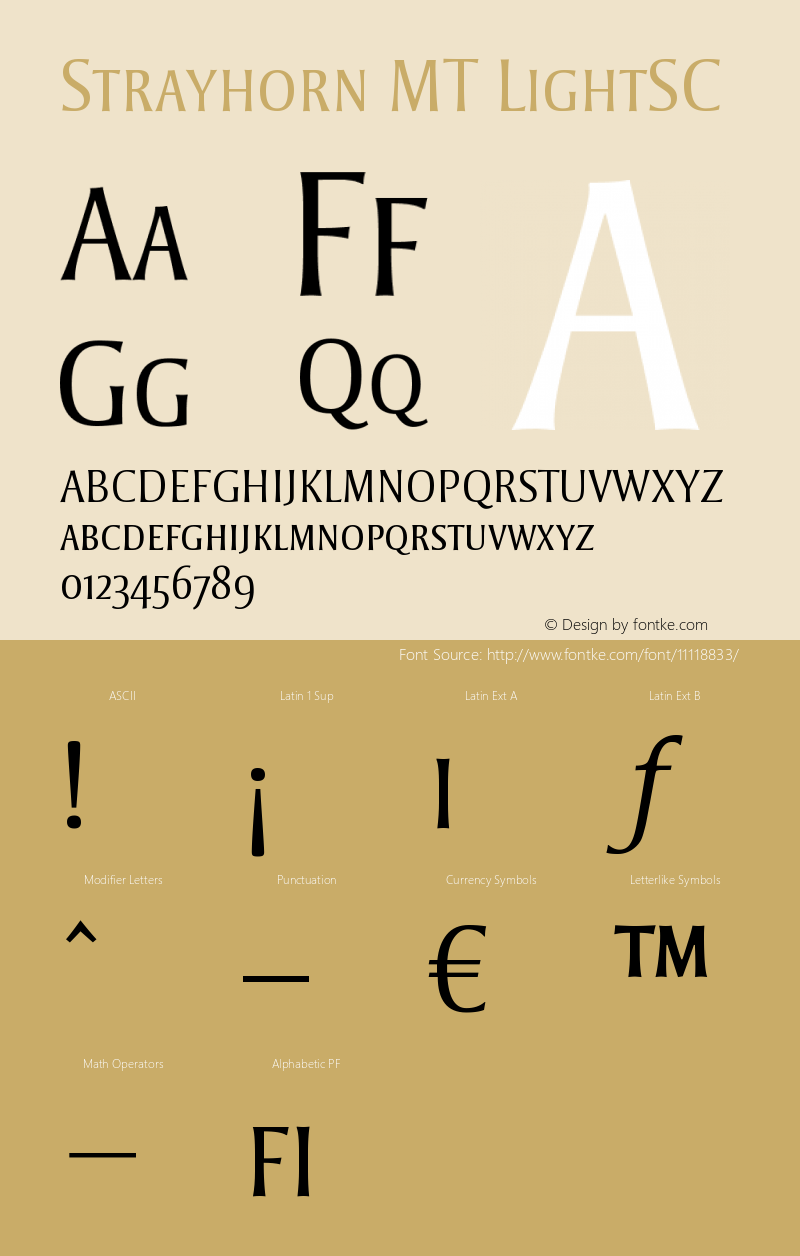 Strayhorn MT LightSC Version 001.002 Font Sample