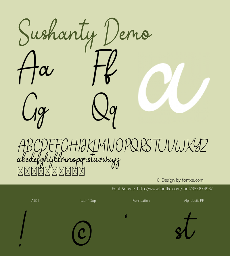 Sushanty Demo Version 1.003;Fontself Maker 3.2.2 Font Sample