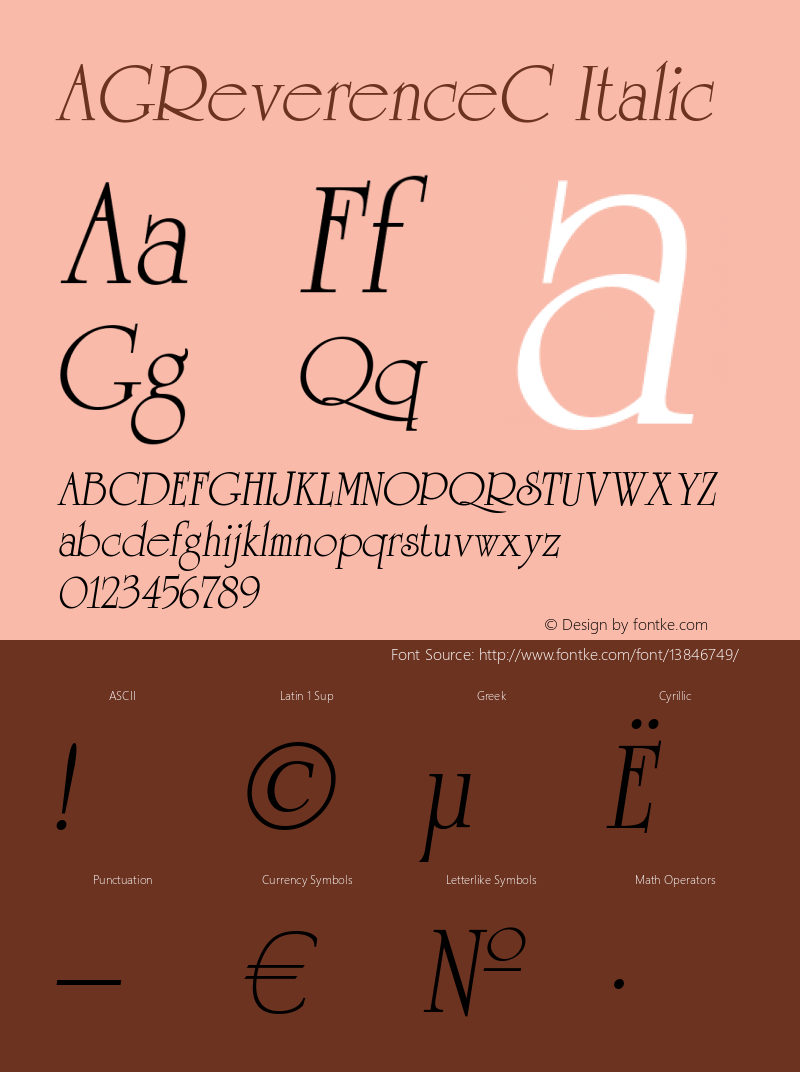 AGReverenceC Italic OTF 1.0;PS 001.000;Core 116;AOCW 1.0 161 Font Sample