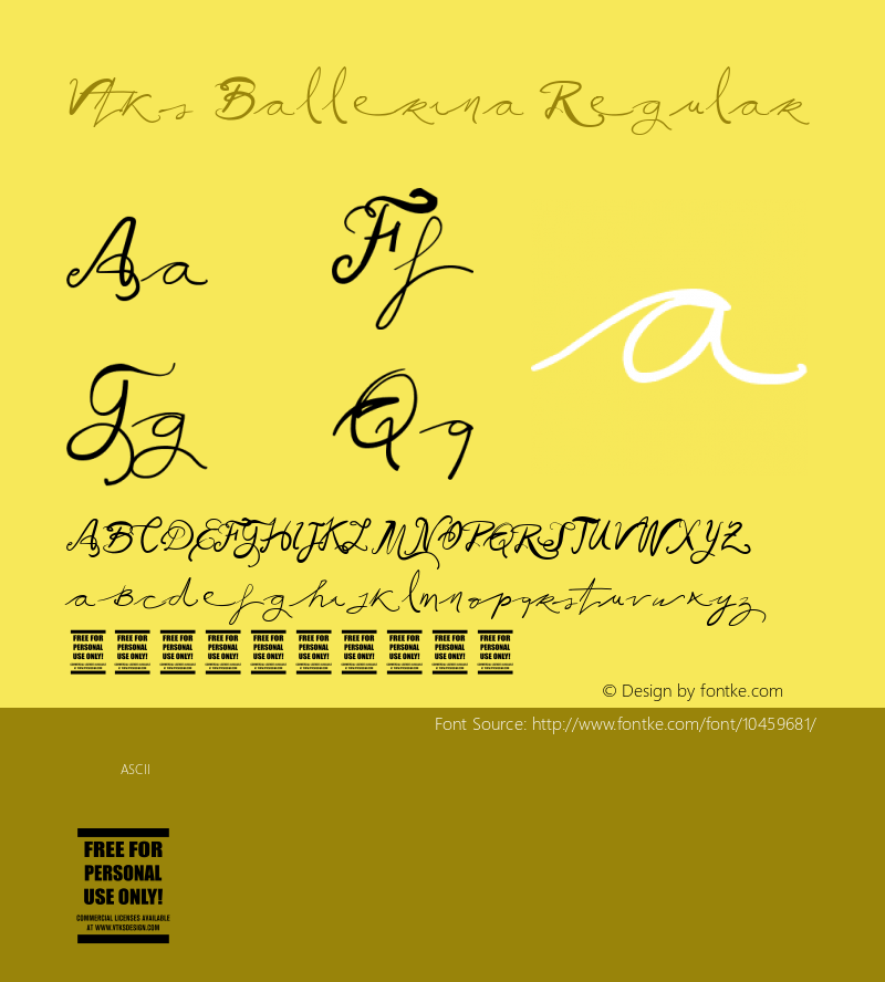 Vtks Ballerina Regular Version 1.00 December 14, 2012, initial release Font Sample