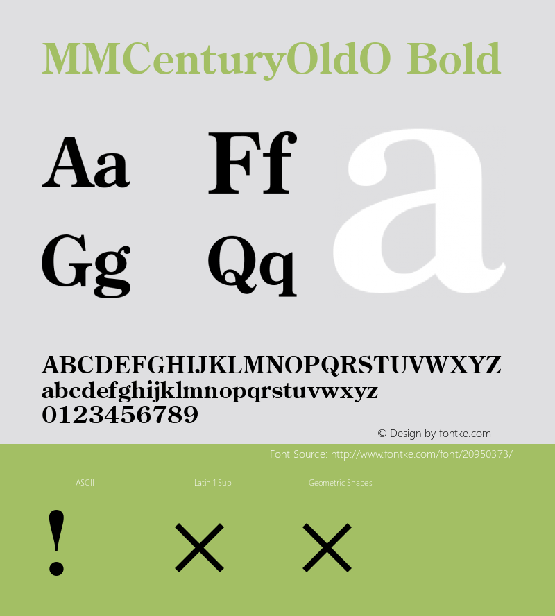 MMCenturyOldO Bold Version 3.100;PS 001.000;hotconv 1.0.38;makeotf.lib1.6.5960 Font Sample