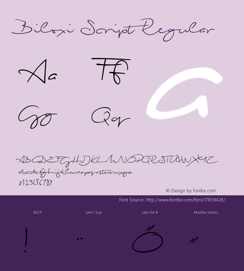 Biloxi Script Regular Version 1.000 2015 initial release Font Sample
