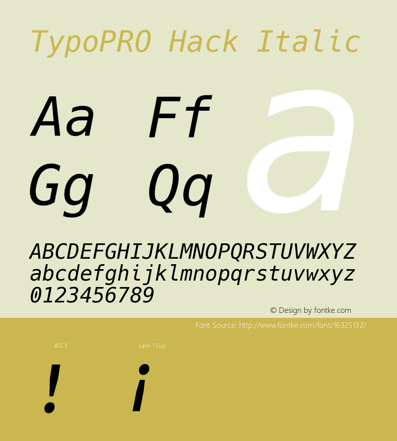TypoPRO Hack Italic Version 2.018 Font Sample