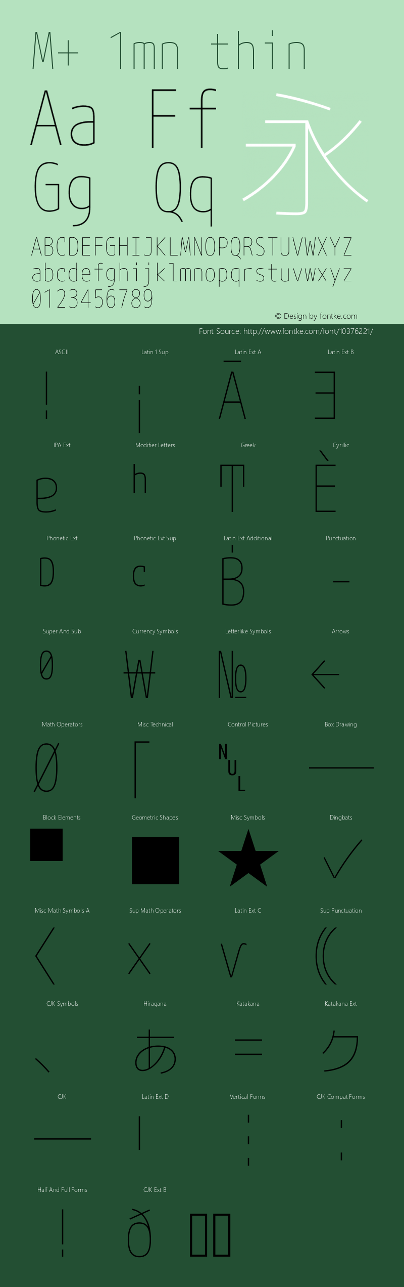 M+ 1mn thin Version 1.029 Font Sample