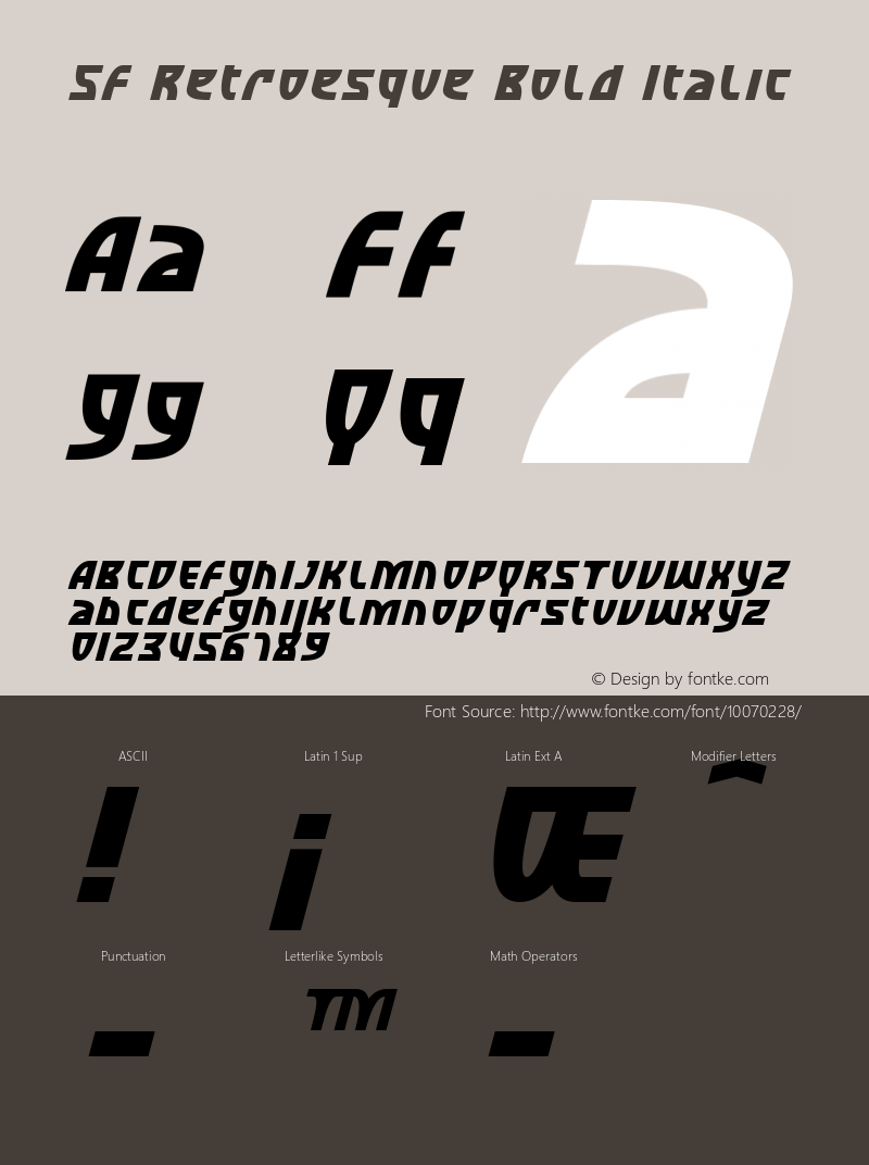 SF Retroesque Bold Italic v1.0 - Freeware Font Sample