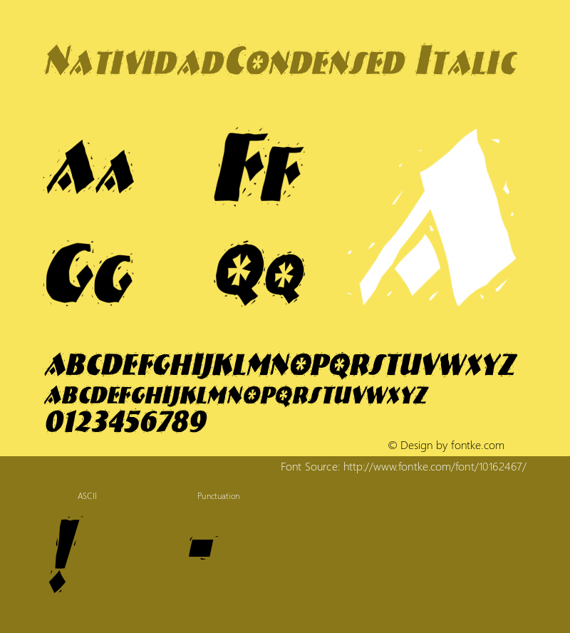 NatividadCondensed Italic Rev. 003.000 Font Sample