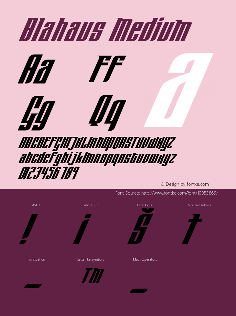 Blahaus Medium Version 001.000 Font Sample