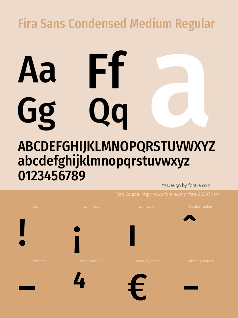 Fira Sans Condensed Medium Version 4.203 Font Sample