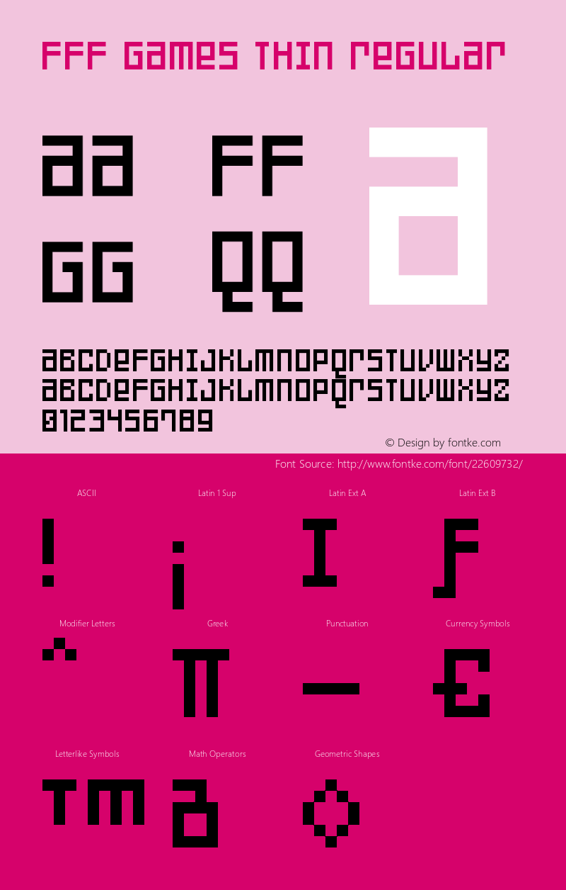 FFF Games Thin Version 1.000 2003 Font Sample