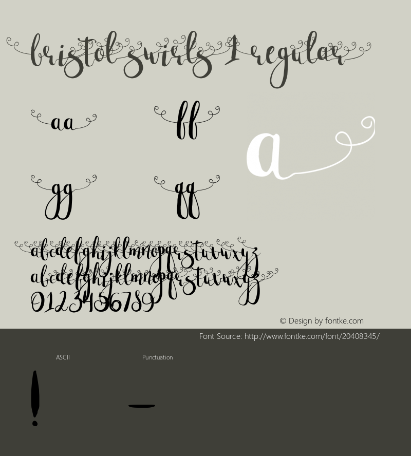 Bristolswirls1-Regular Version 1.001;PS 001.001;hotconv 1.0.88;makeotf.lib2.5.64775 Font Sample