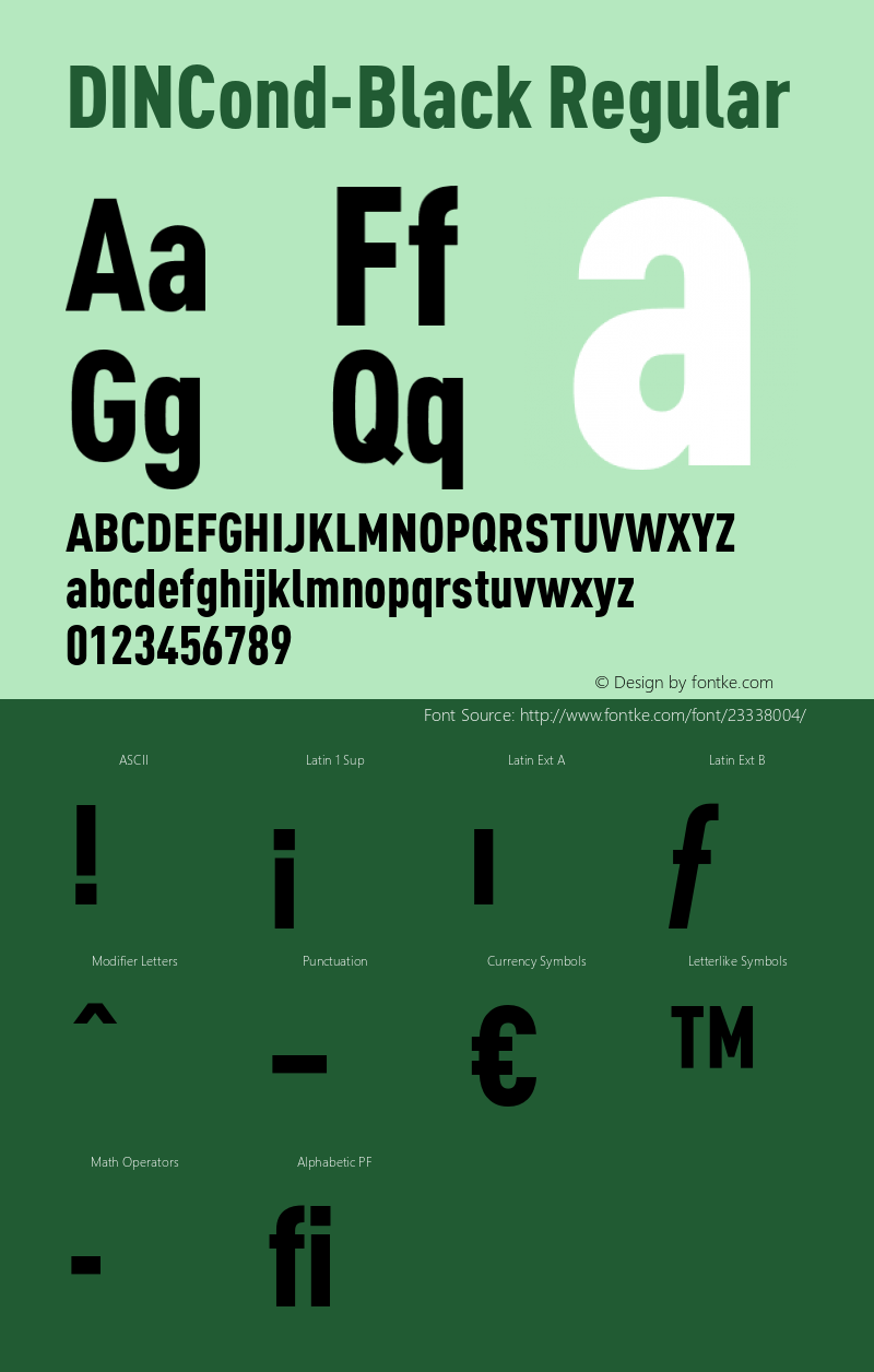 DINCond-Black 4.450 Font Sample