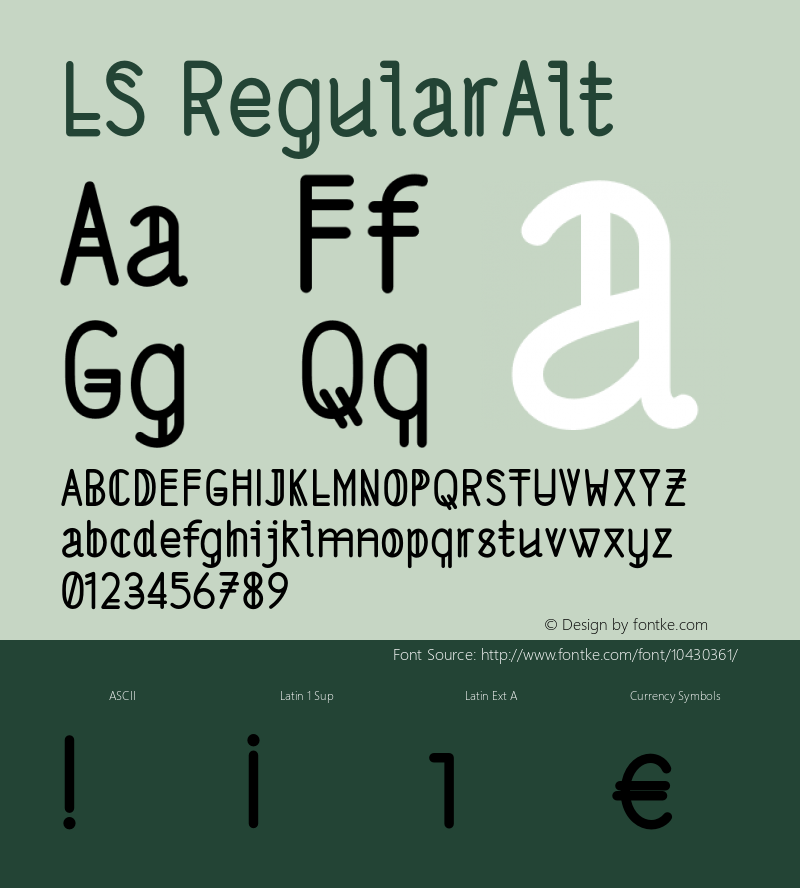 LS RegularAlt Version 001.000 Font Sample