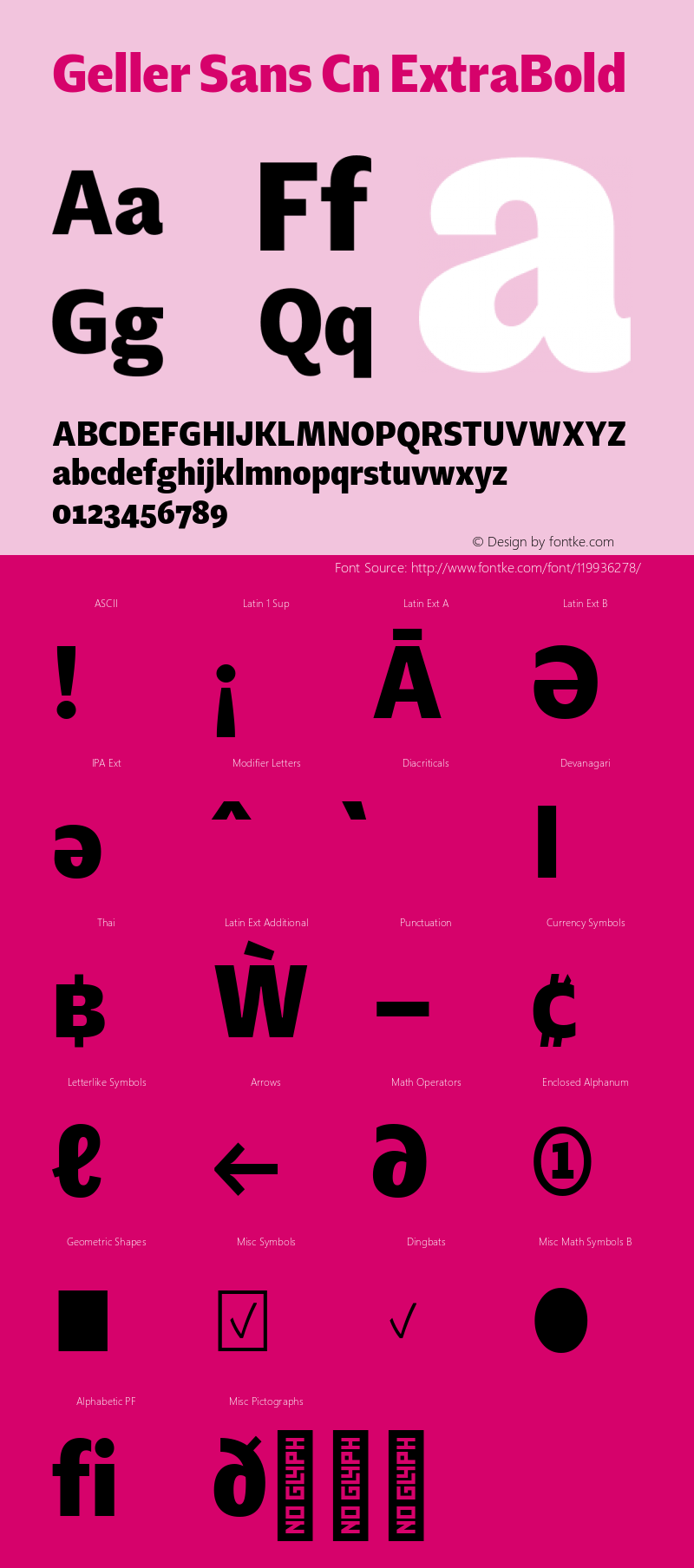 Geller Sans Cn ExtraBold 1.000 Font Sample