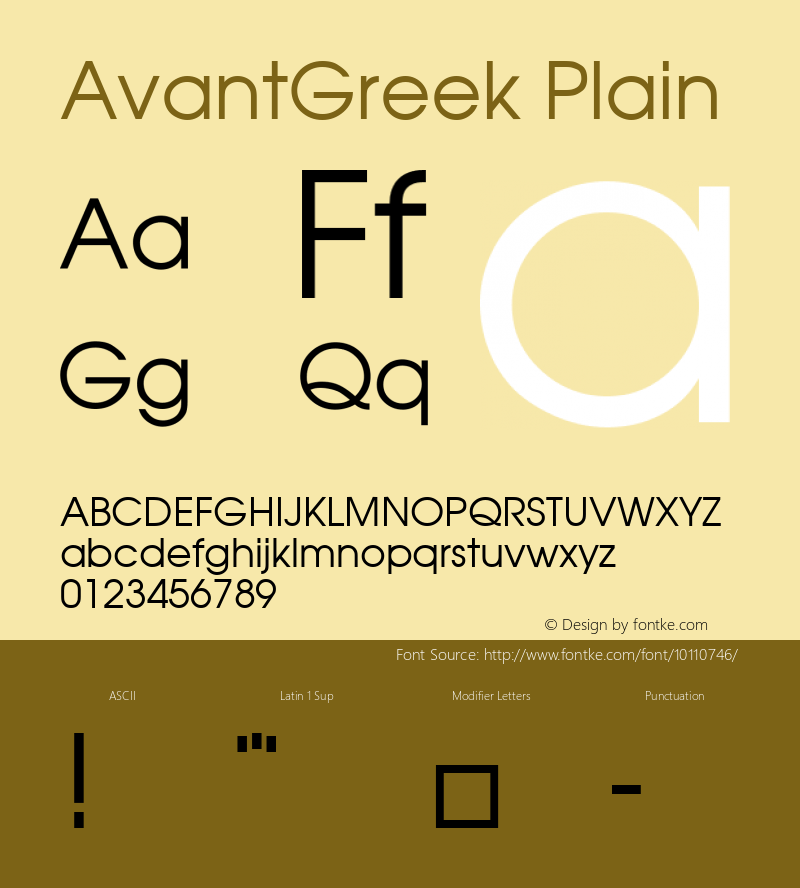 AvantGreek Plain Altsys Fontographer 3.3  5/18/92 Font Sample