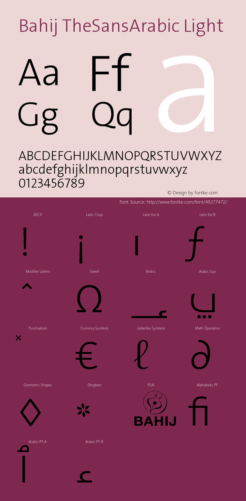 Bahij TheSansArabic-Light Version 1.10 October 23, 2016 Font Sample