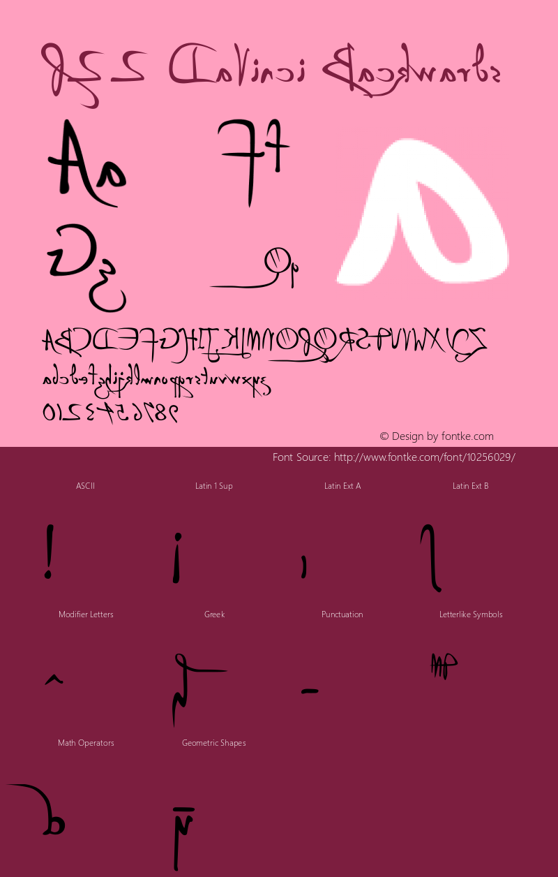 P22 DaVinci Backwards Macromedia Fontographer 4.1.3 10/13/97 Font Sample