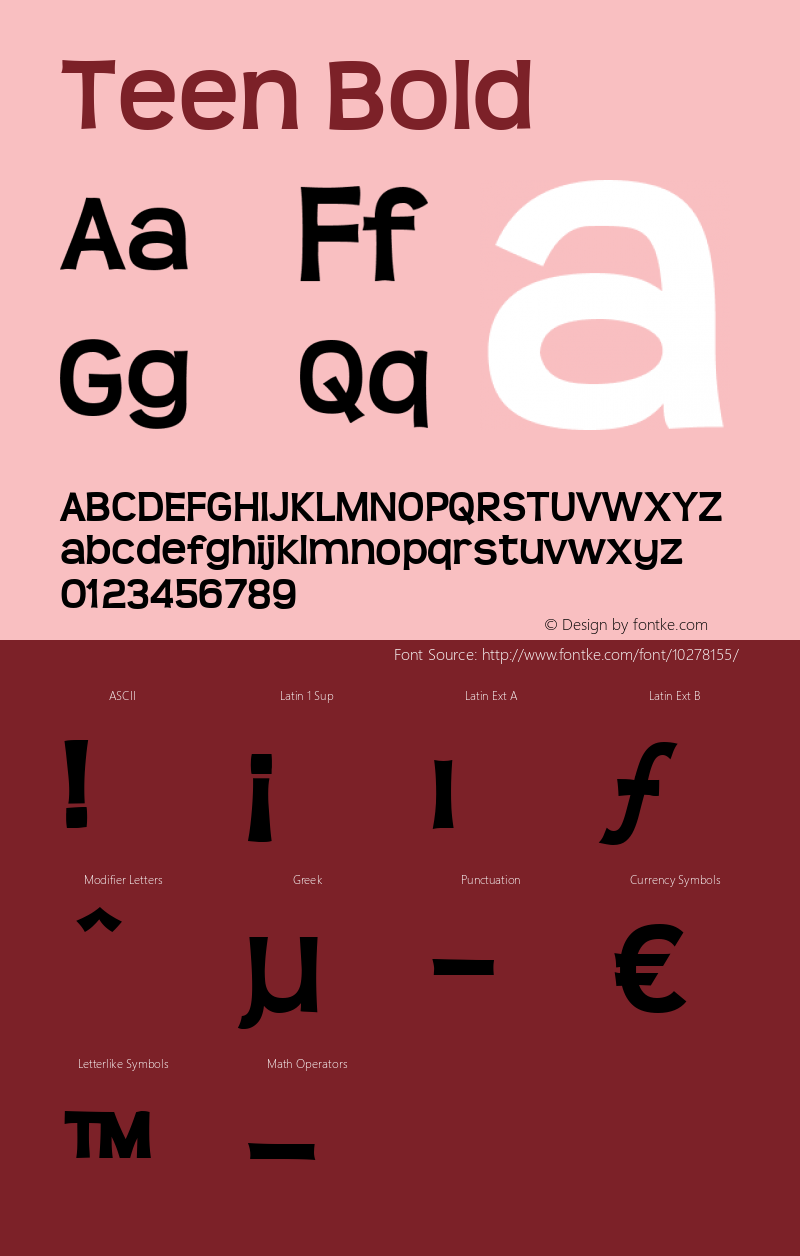 Teen Bold OTF 4.000;PS 001.001;Core 1.0.29 Font Sample