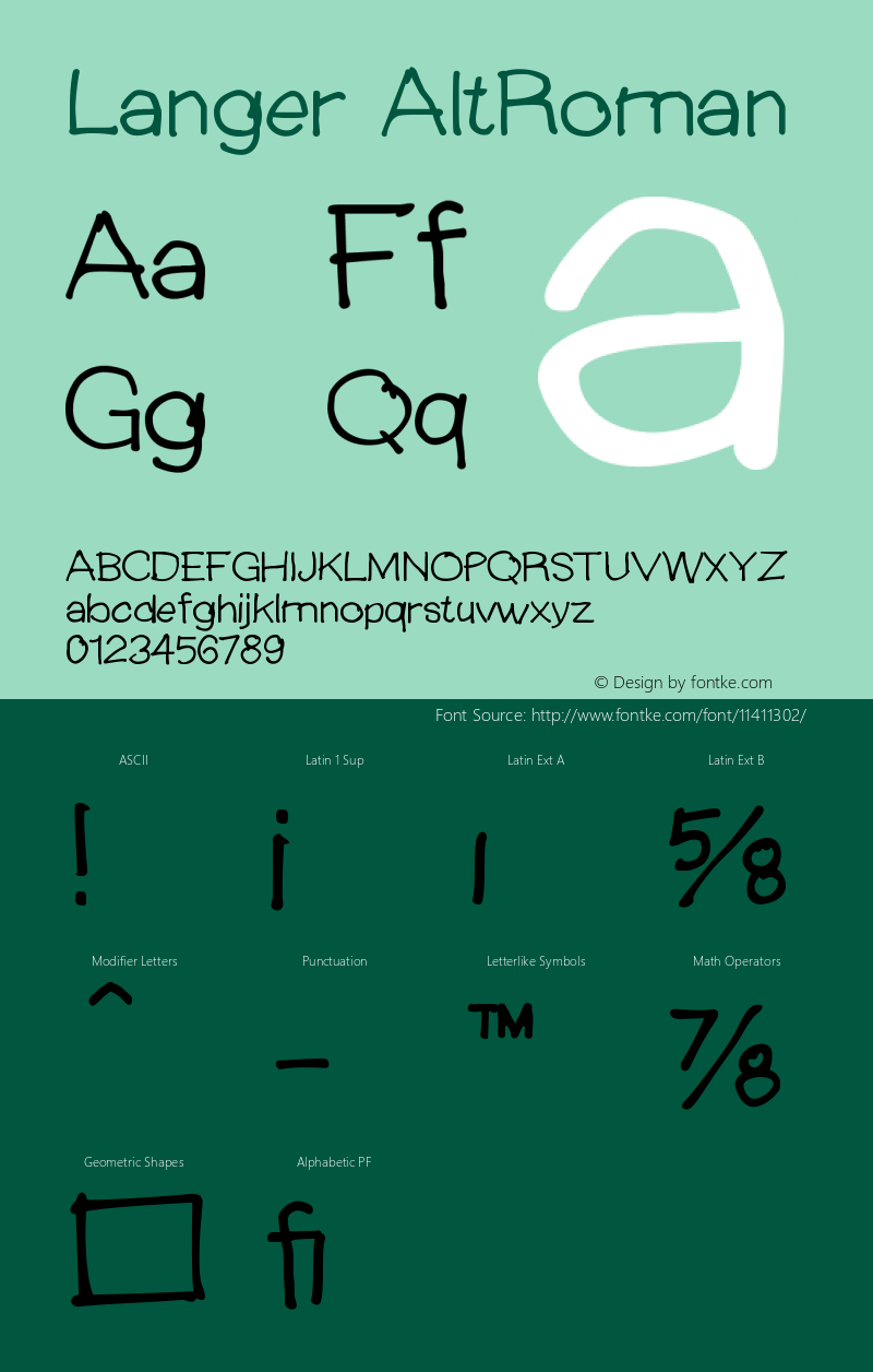 Langer AltRoman Version 001.000 Font Sample