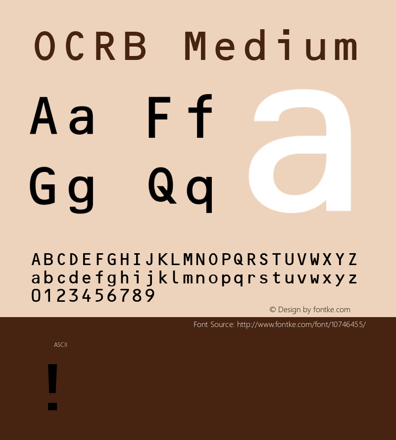 OCRB Medium Unknown Font Sample