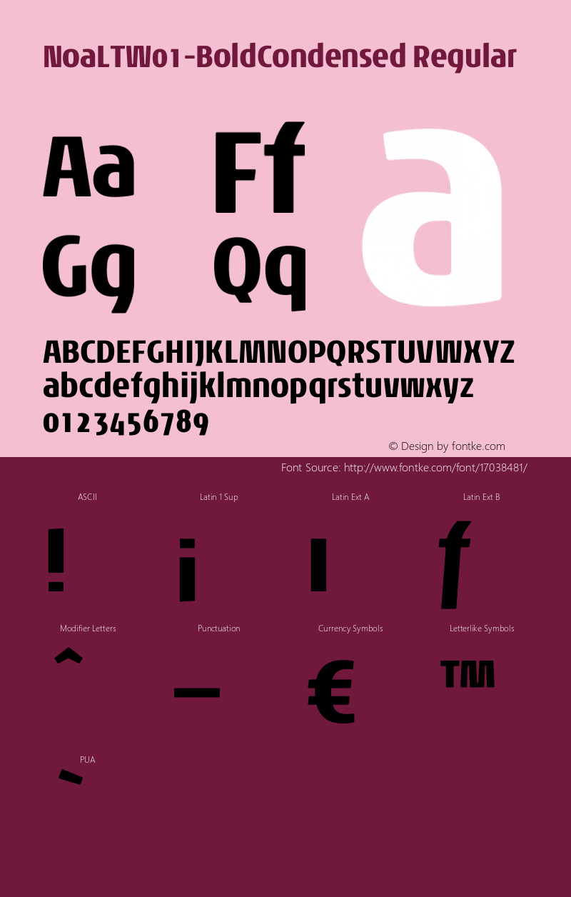 NoaLTW01-BoldCondensed Regular Version 1.01 Font Sample