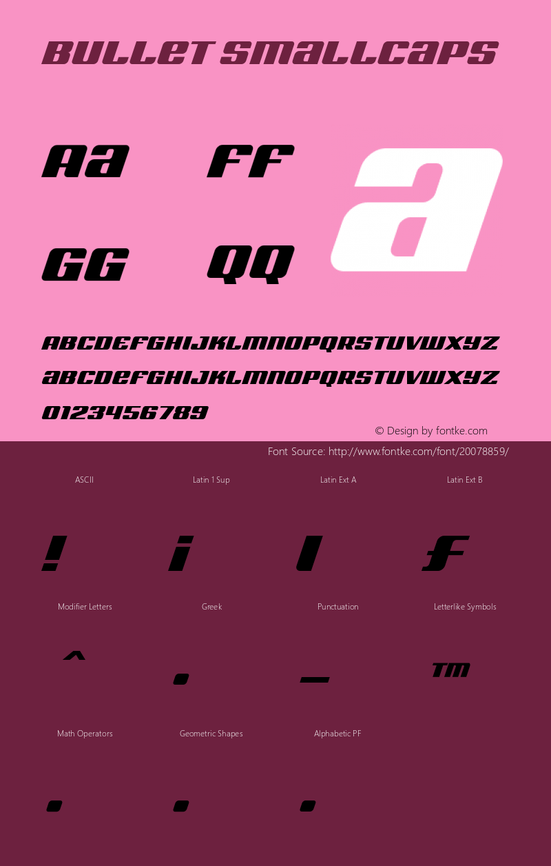 Bullet-SmallCaps Version 001.000 Font Sample