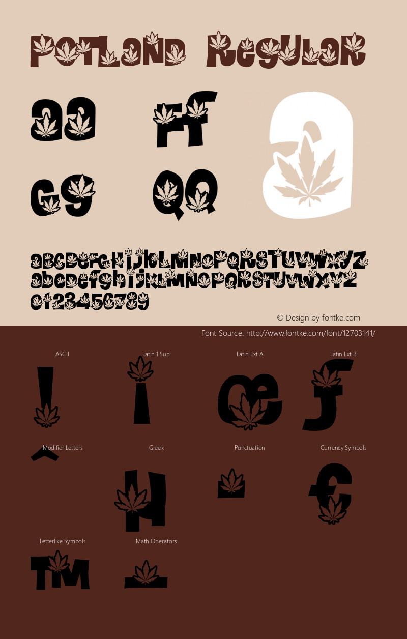 PotLand Regular Macromedia Fontographer 4.1.5 1/22/04 Font Sample