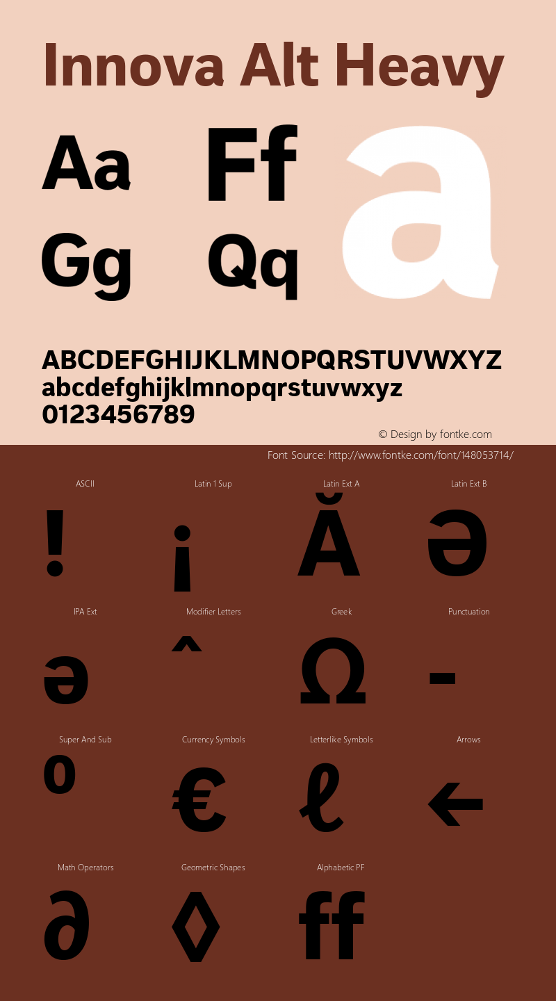 Innova Alt Heavy Version 1.05          UltraPrecision Font Font Sample