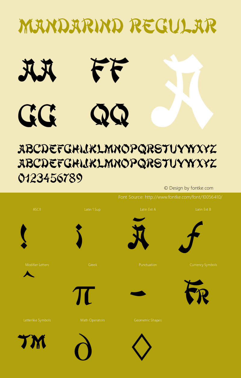 MandarinD Regular Version 001.005 Font Sample