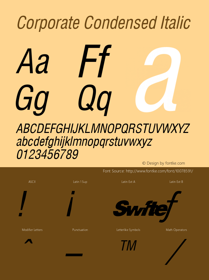 Corporate Condensed Italic Rev. 002.002 Font Sample